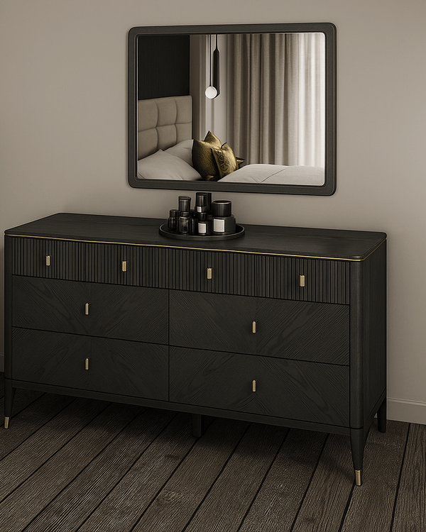 DILETTA 7 DRAWER CHEST OF DRAWERS Ebony | Ash Wood Veneer by Vida Living