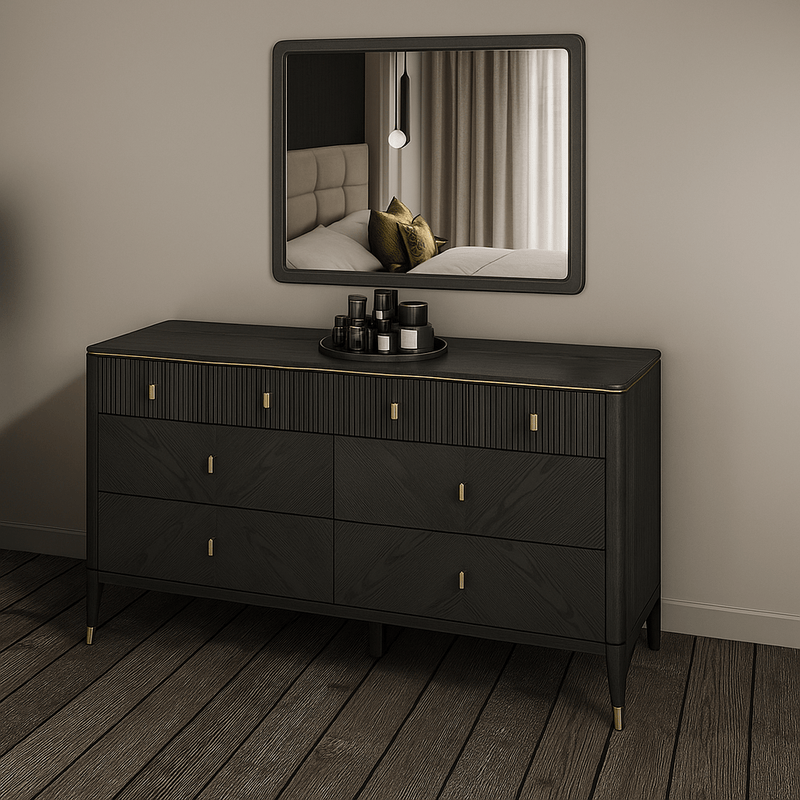 DILETTA 7 DRAWER CHEST OF DRAWERS Ebony | Ash Wood Veneer by Vida Living