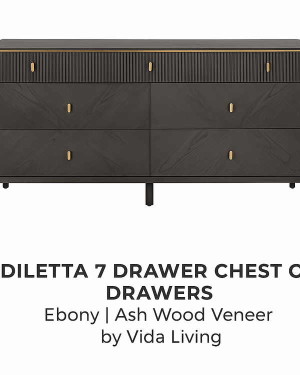 DILETTA 7 DRAWER CHEST OF DRAWERS Ebony | Ash Wood Veneer by Vida Living
