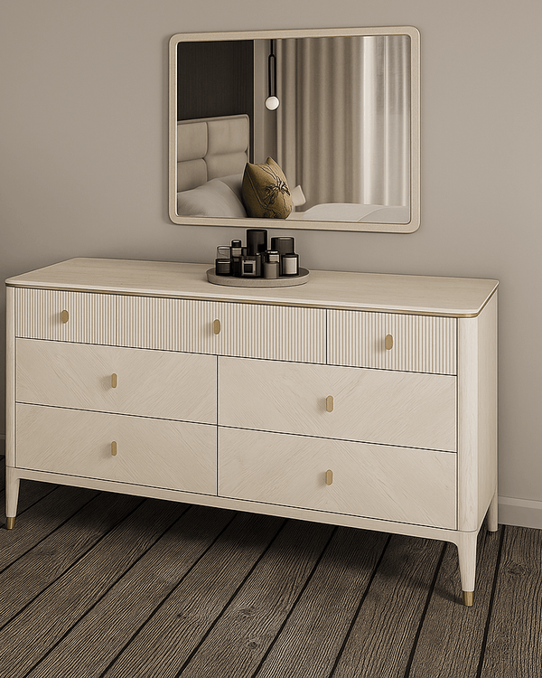 DILETTA 7 DRAWER CHEST OF DRAWERS Stone | Ash Wood Veneer by Vida Living