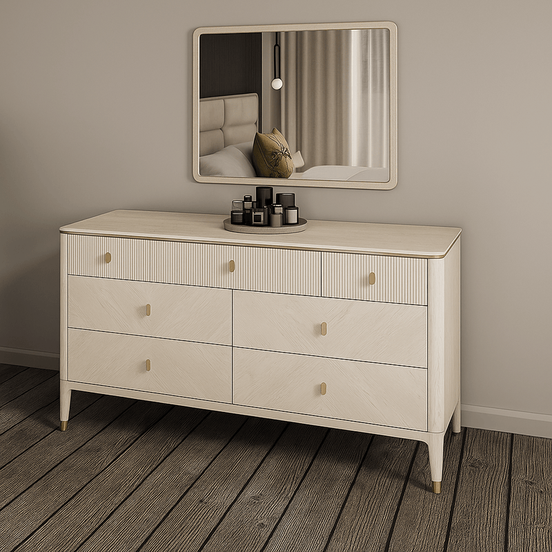 DILETTA 7 DRAWER CHEST OF DRAWERS Stone | Ash Wood Veneer by Vida Living