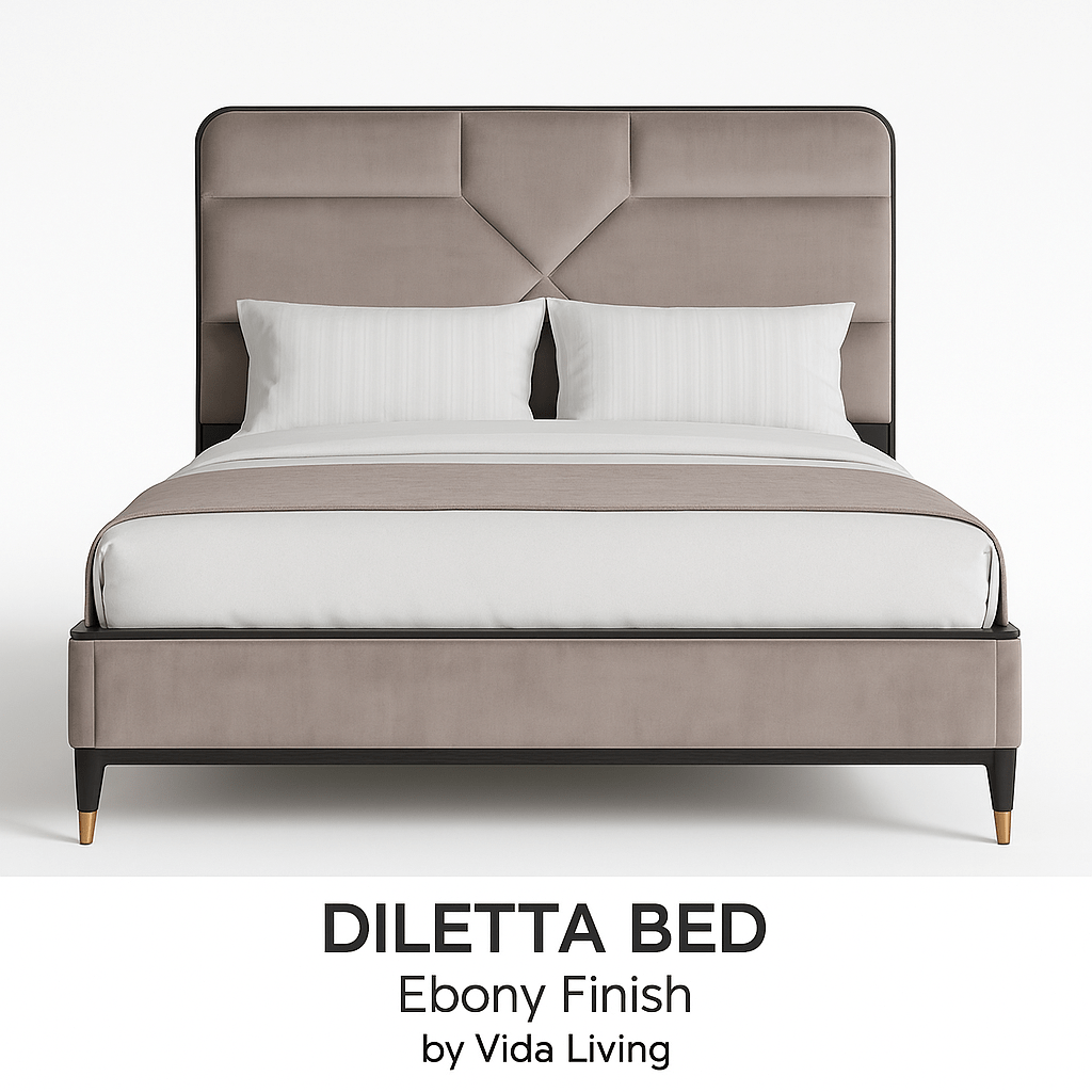 Vida Living Bed Complete DILETTA BED Ebony Finish by Vida Living