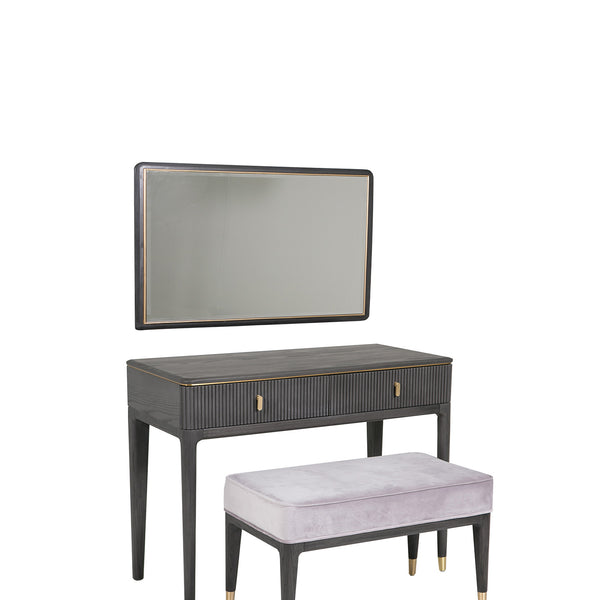 DILETTA DRESSING TABLE · STOOL · MIRROR Ebony | Ash Wood & Brushed Brass by Vida Living