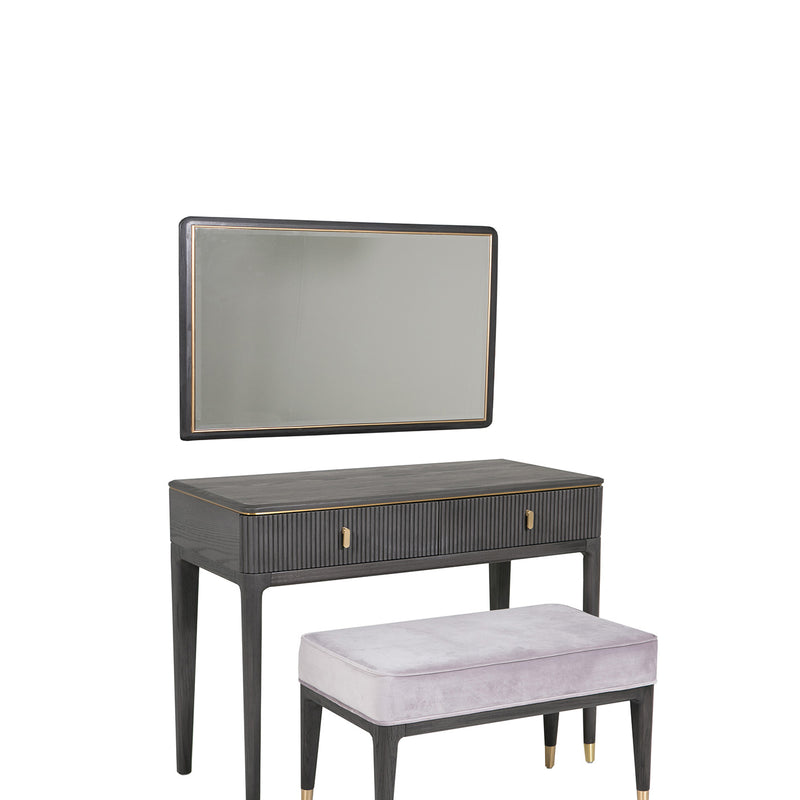 DILETTA DRESSING TABLE · STOOL · MIRROR Ebony | Ash Wood & Brushed Brass by Vida Living