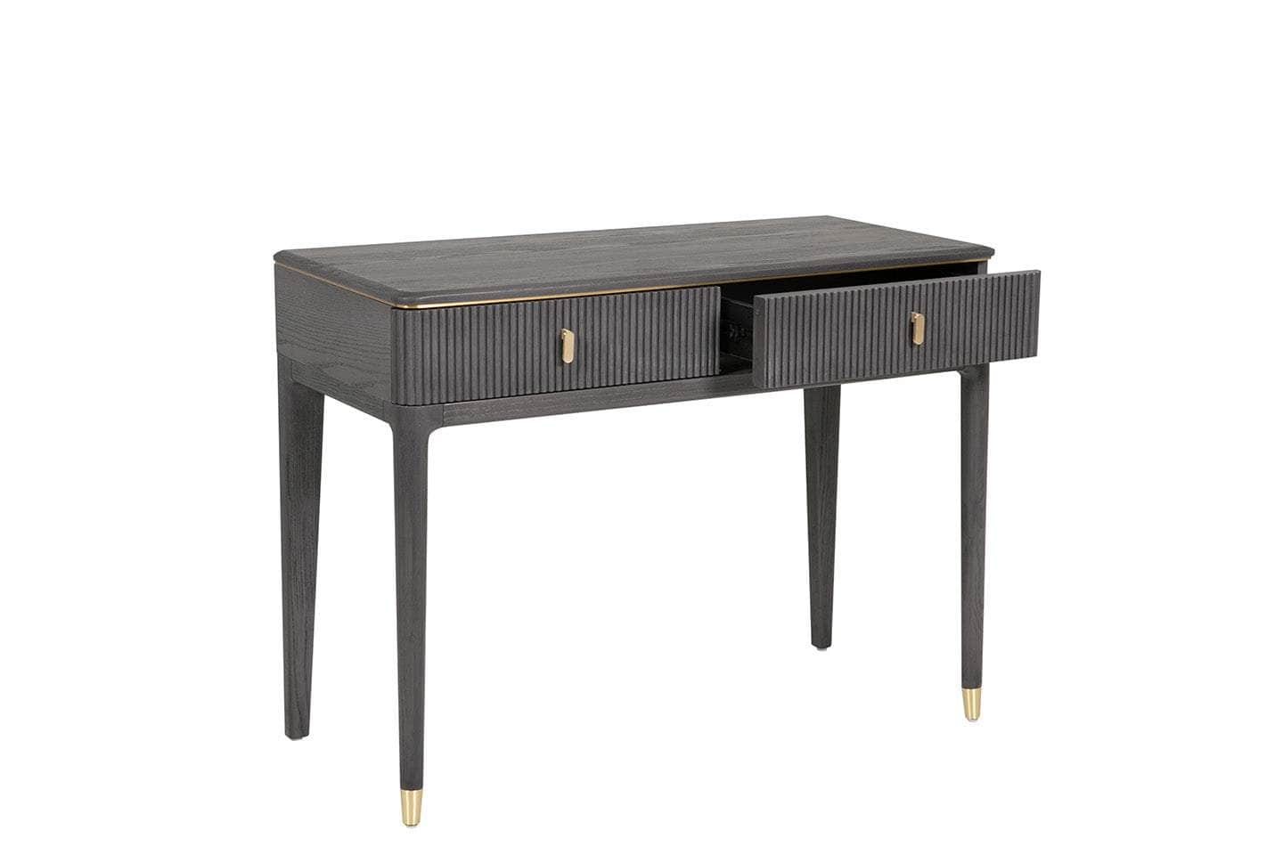 Vida Living Dressing Table DILETTA 2 DRAWER DRESSING TABLE Ebony | Ash Wood & Brushed Brass by Vida Living