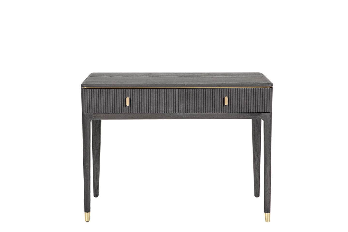 Vida Living Dressing Table DILETTA 2 DRAWER DRESSING TABLE Ebony | Ash Wood & Brushed Brass by Vida Living