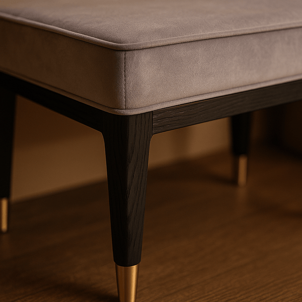 DILETTA DRESSING STOOL Ebony | Grey Velvet Upholstery by Vida Living