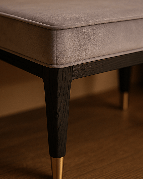 DILETTA DRESSING STOOL Ebony | Grey Velvet Upholstery by Vida Living