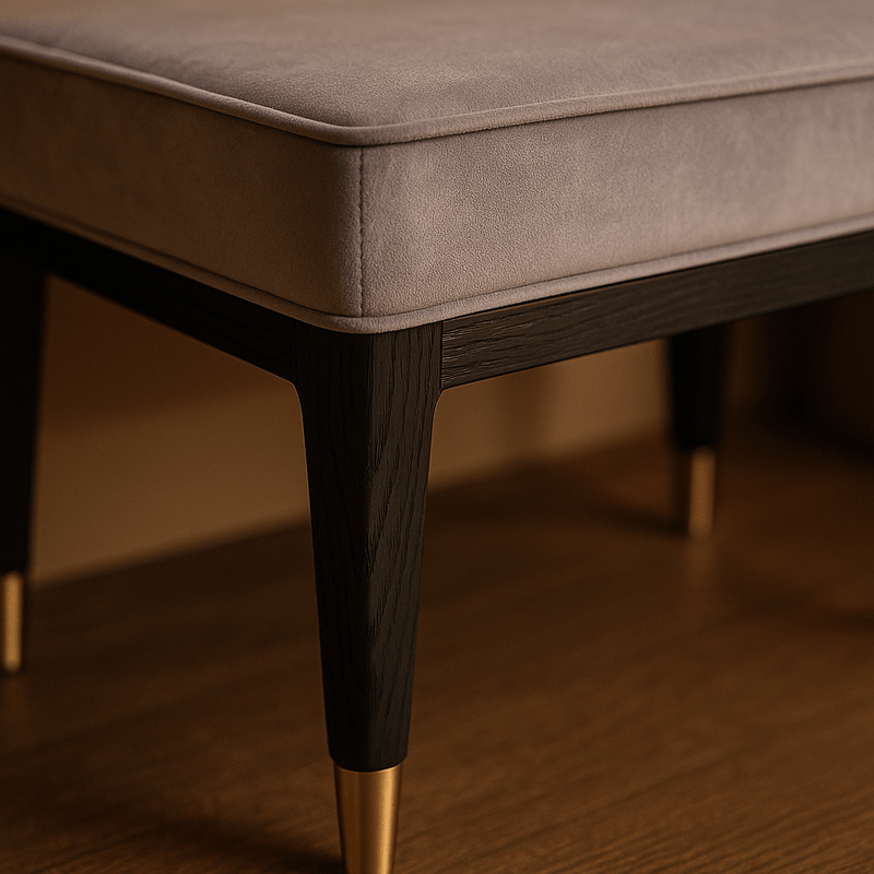 DILETTA DRESSING STOOL Ebony | Grey Velvet Upholstery by Vida Living