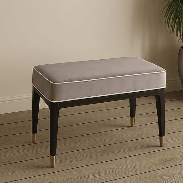 DILETTA DRESSING STOOL Ebony | Grey Velvet Upholstery by Vida Living