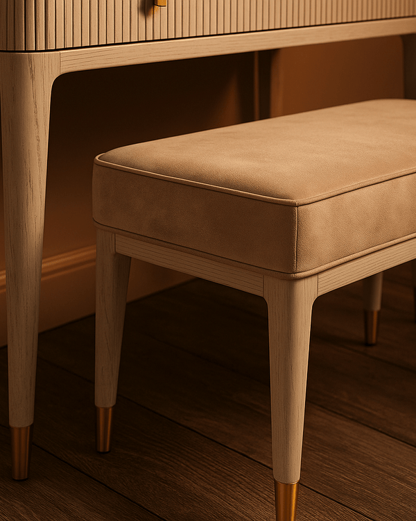 DILETTA DRESSING STOOL Stone | Sand Velvet Upholstery by Vida Living