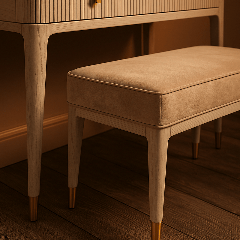 DILETTA DRESSING STOOL Stone | Sand Velvet Upholstery by Vida Living