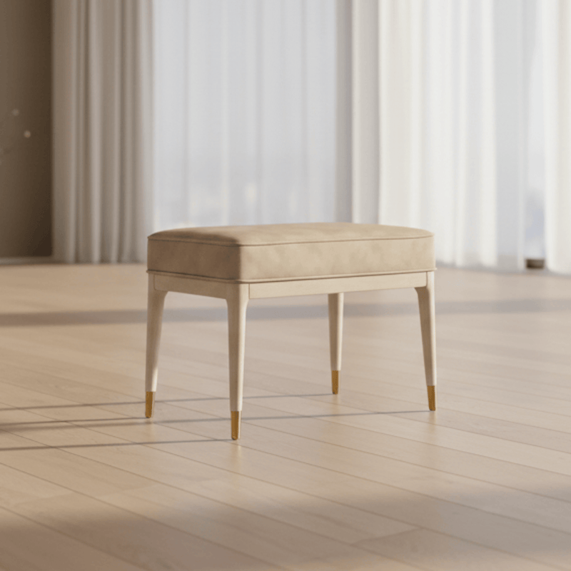 DILETTA DRESSING STOOL Stone | Sand Velvet Upholstery by Vida Living