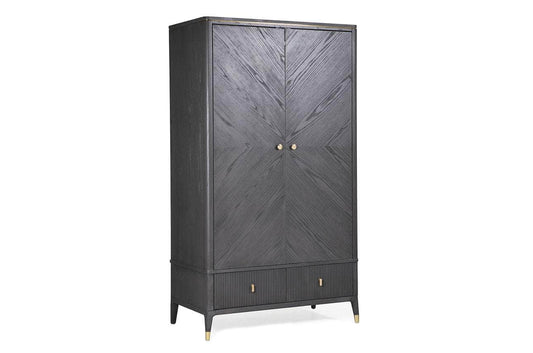 Vida Living Wardrobe DILETTA 2 DOOR WARDROBE Ebony | Ash Wood Veneer by Vida Living