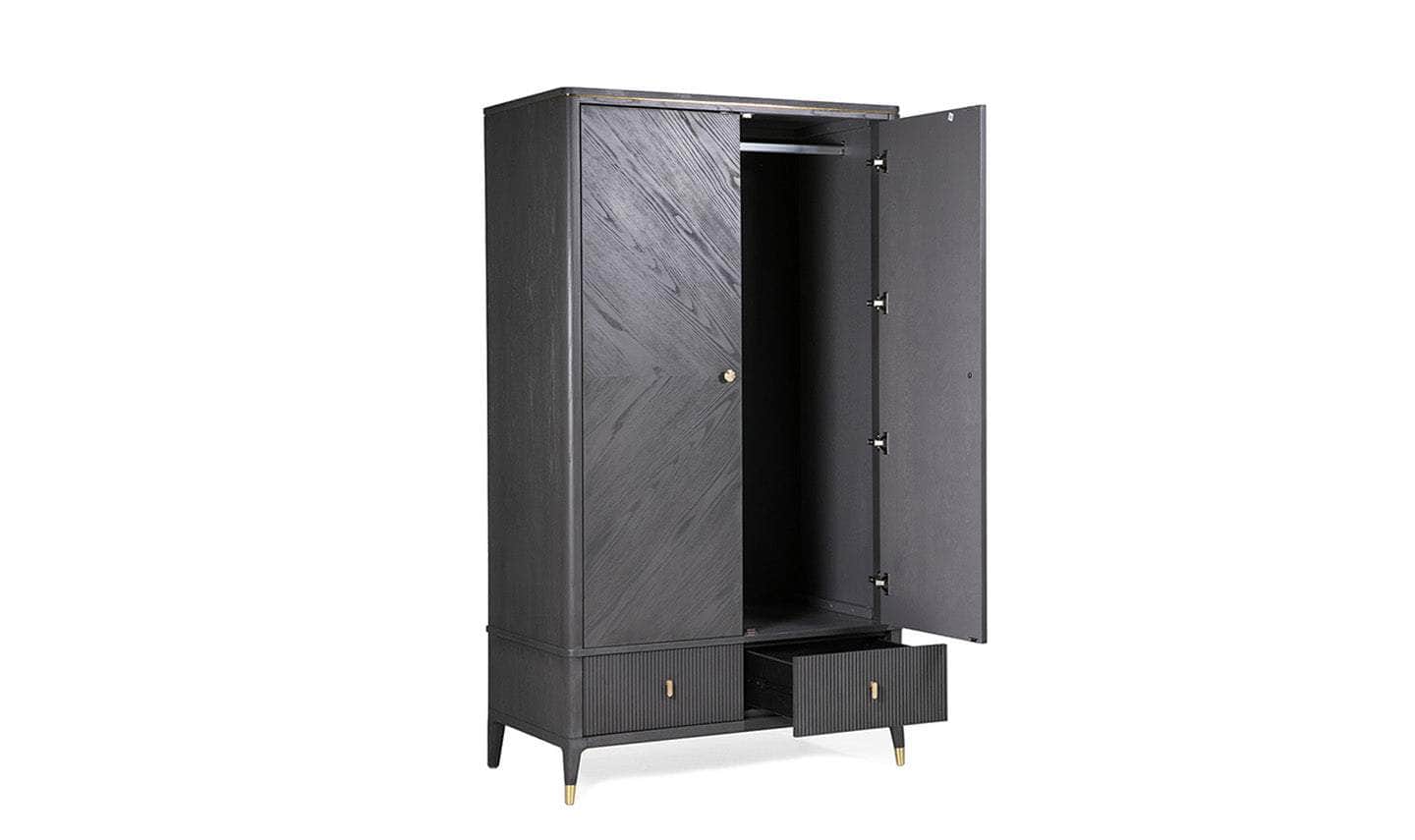 Vida Living Wardrobe DILETTA 2 DOOR WARDROBE Ebony | Ash Wood Veneer by Vida Living