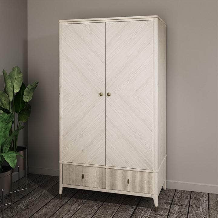 Vida Living Wardrobe DILETTA 2 DOOR WARDROBE Stone | Ash Wood Veneer by Vida Living