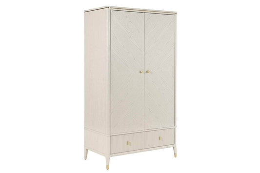 Vida Living Wardrobe DILETTA 2 DOOR WARDROBE Stone | Ash Wood Veneer by Vida Living