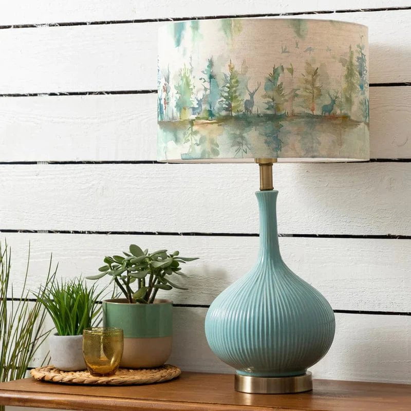 Voyage Maison Aqua Ursula Ceramic Lamp complete with Wilderness D40cm Shade