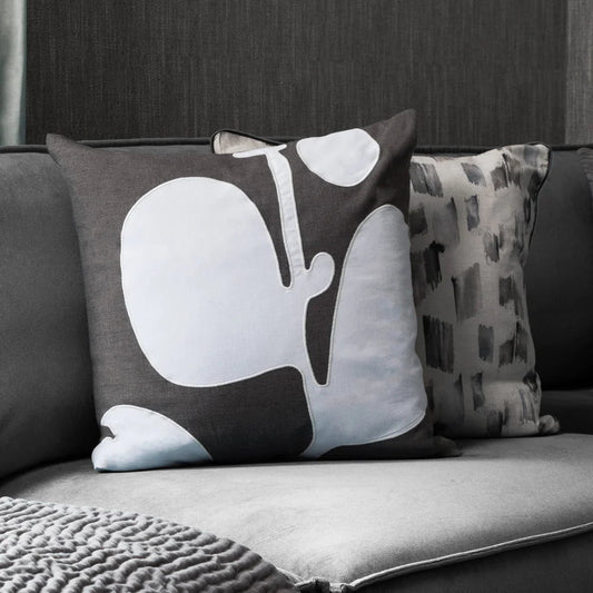 Voyage Maison Interior Design Range Betel Embroidered Cushion in Storm 50x50cm
