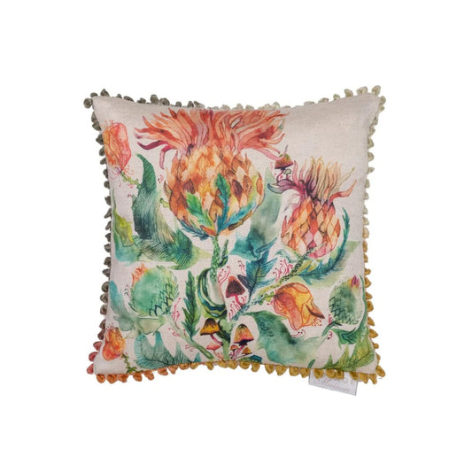 Voyage Maison Interior Design Range Enchanting Thistle Marigold Arthouse Cushion - 30x30cm