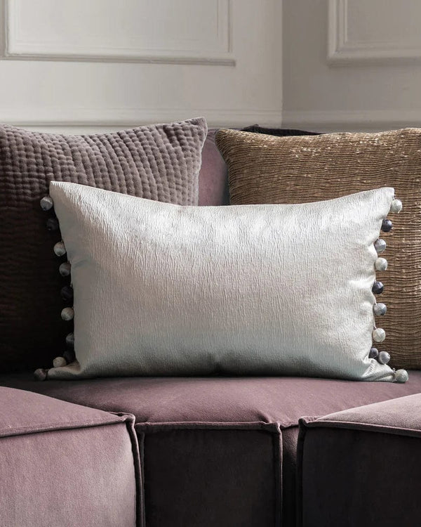 Glaze Ivory Satin Cushion by Voyage Maison