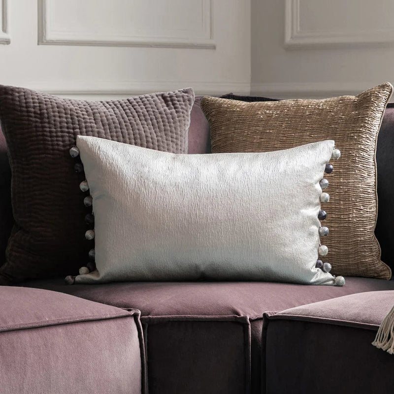 Glaze Ivory Satin Cushion by Voyage Maison