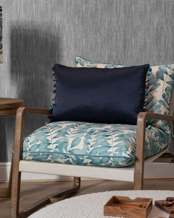 Glaze Navy Satin Cushion by Voyage Maison