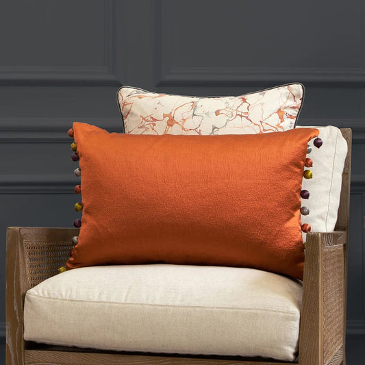 Voyage Maison Interior Design Range Glaze Rust Satin Cushion - 60x40cm