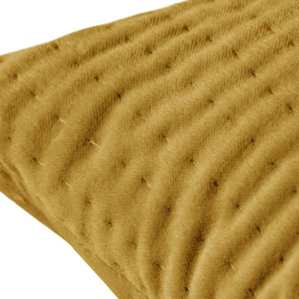 HAZE EMBROIDERED FEATHER CUSHION MUSTARD by Voyage Maison