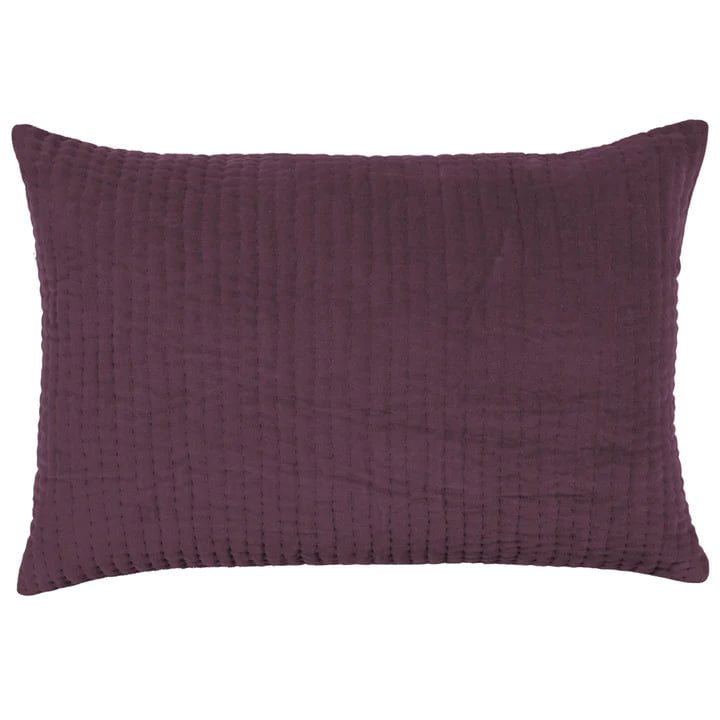 Voyage Maison Interior Design Range Haze Embroidered Feather Cushion Plum-  40x60cm