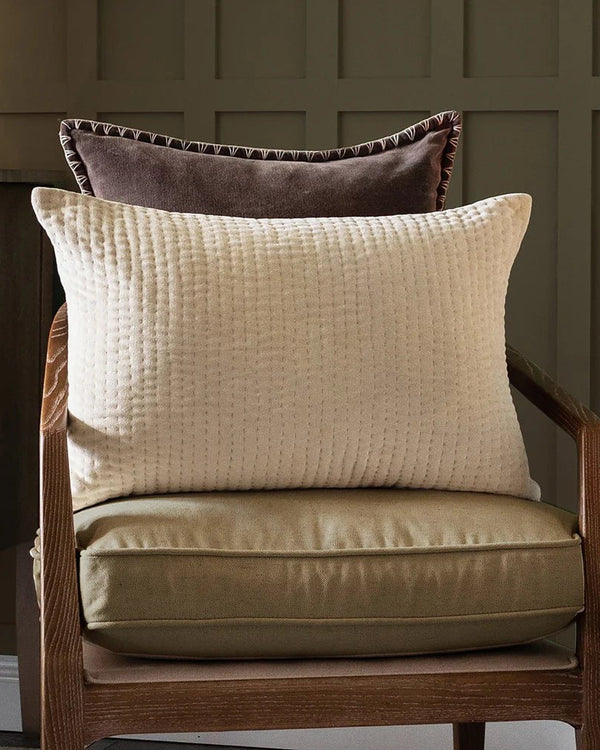 HAZE EMBROIDERED FEATHER CUSHION QUARTZ by Voyage Maison