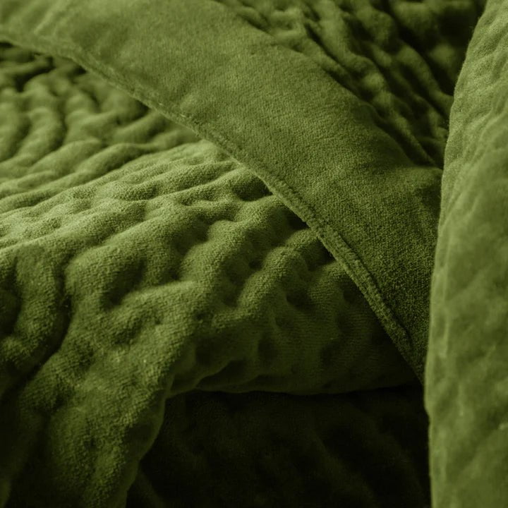 Voyage Maison Interior Design Range Haze Velvet Quilted Throw Grass -140x220cm