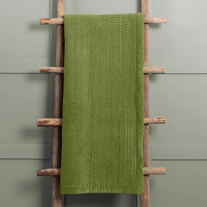 Voyage Maison Interior Design Range Haze Velvet Quilted Throw Grass -140x220cm