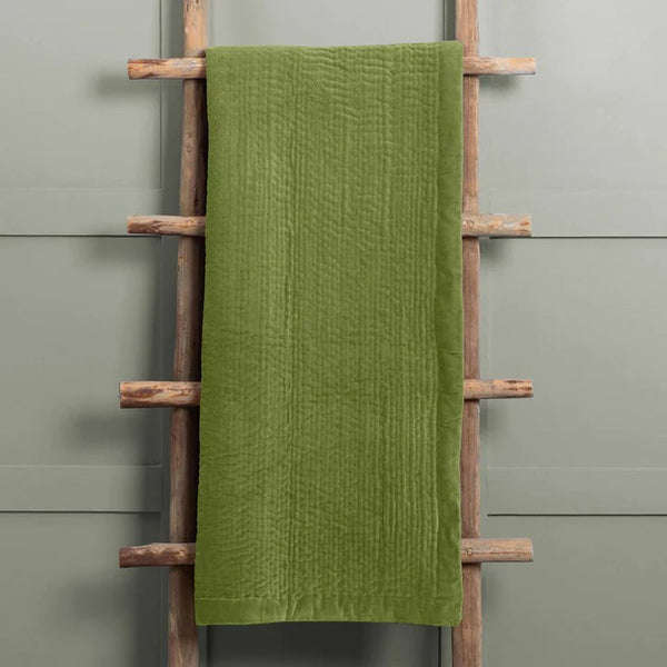 HAZE VELVET QUILTED THROW GRASS - 140X220CM by Voyage Maison