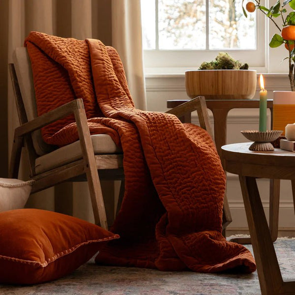 HAZE VELVET QUILTED THROW SUNSET - 140X220CM by Voyage Maison