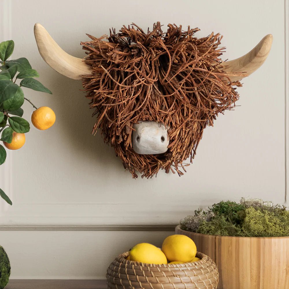 Voyage Maison Interior Design Range Highland Cow Wooden Wall Sculpture