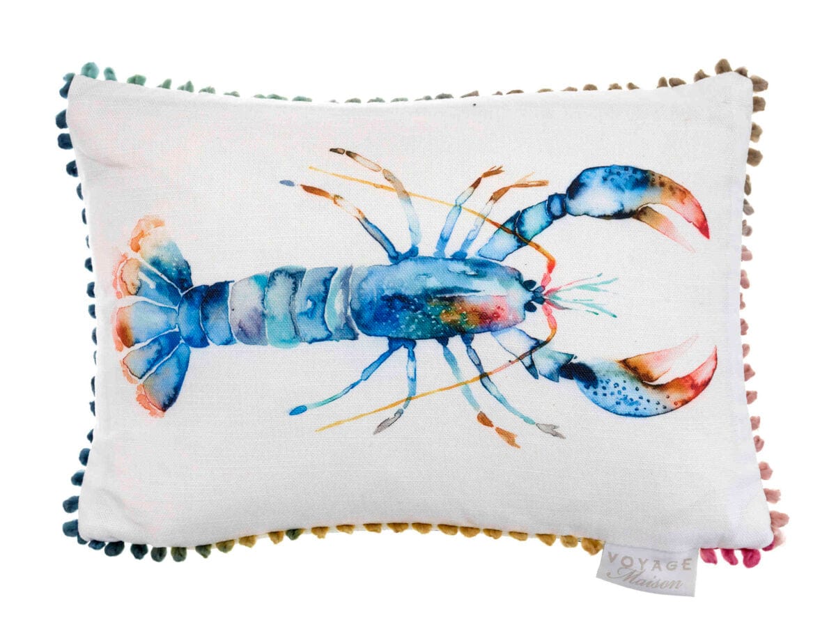 Voyage Maison Interior Design Range Lobster Cobalt Linen Arthouse Cushion - 35x25cm