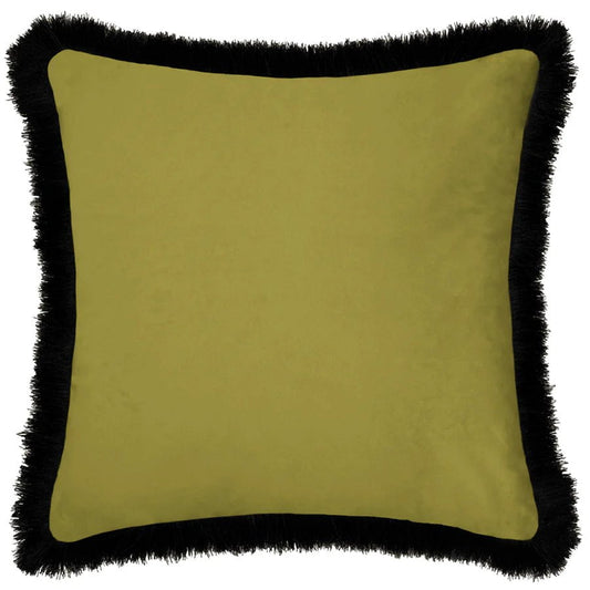 Voyage Maison Interior Design Range Loreto Fringed Lime Velvet Cushion - 50x50cm