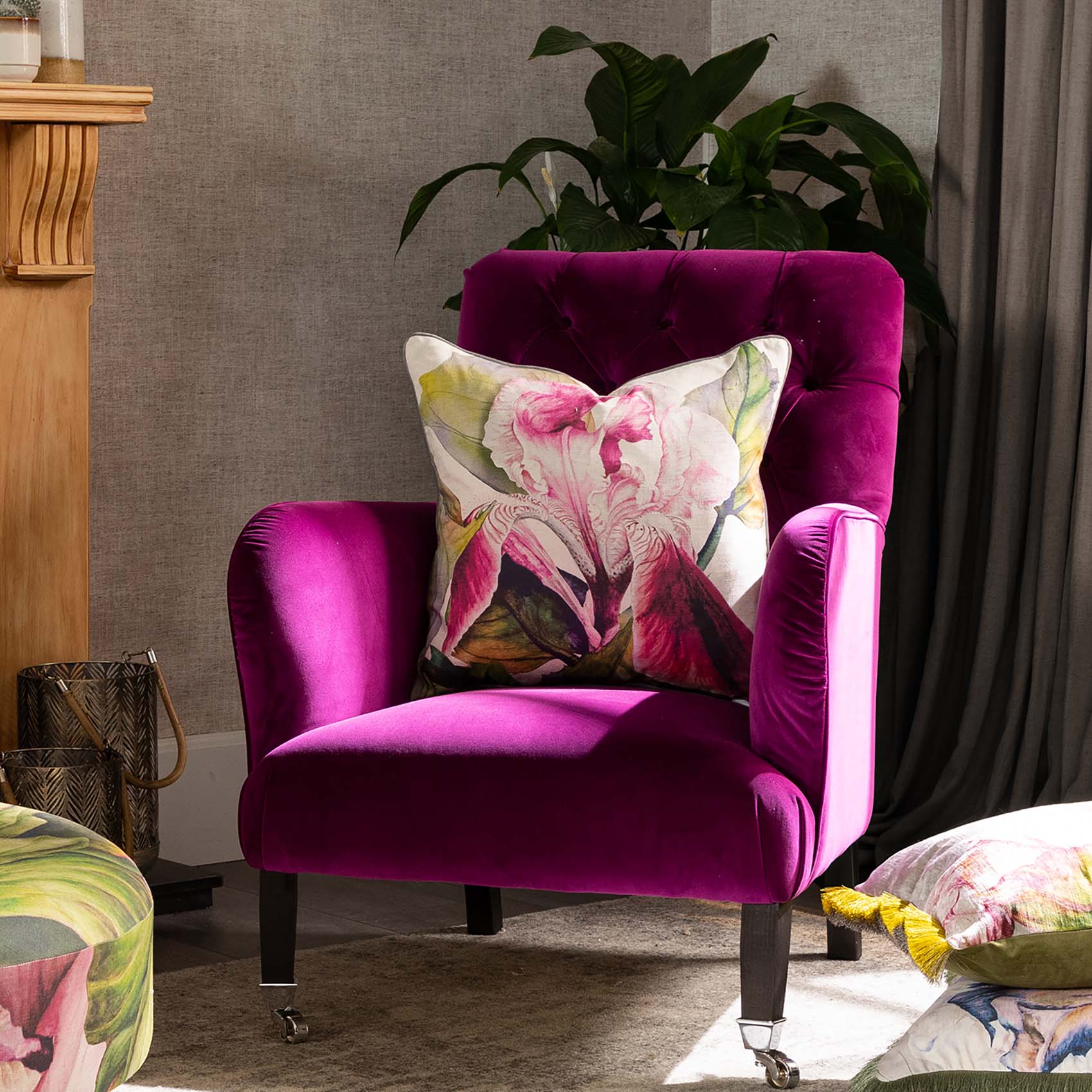 Voyage Maison Interior Design Range Marie Burke Darwen Fuchsia Cushion - 55x55cm