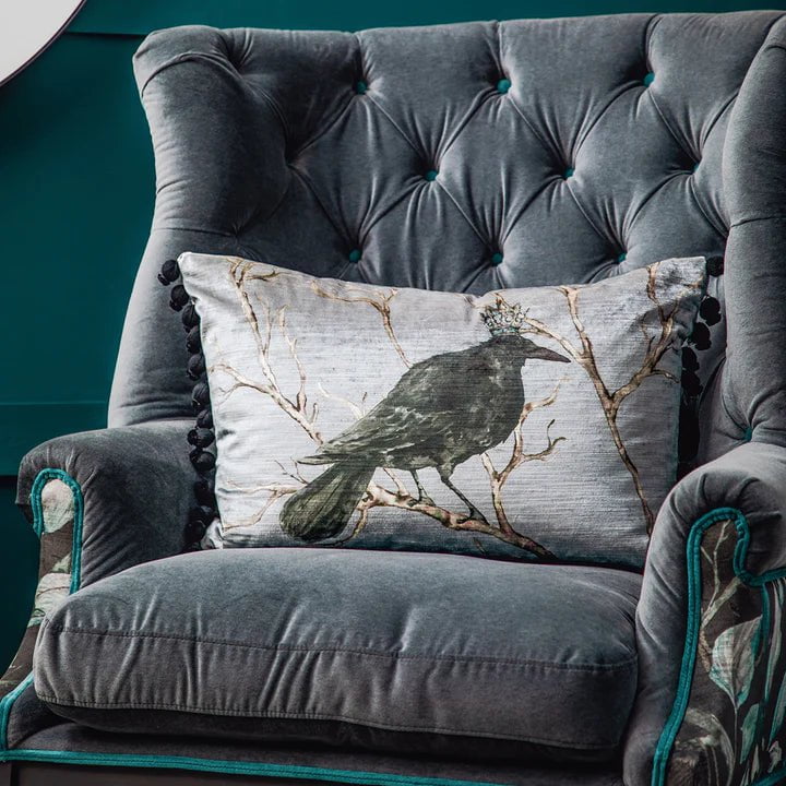 Voyage Maison Interior Design Range Monarch Printed Feather Cushion Storm