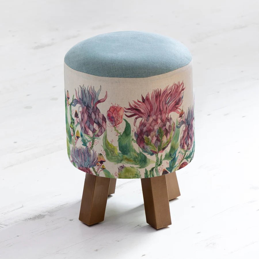 Voyage Maison Interior Design Range MONTY ROUND FOOTSTOOL FAIRYTALE BRISTLES DAMSON