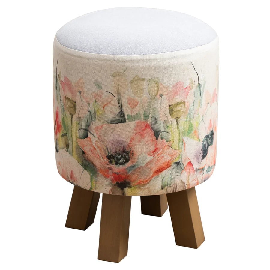 Voyage Maison Interior Design Range MONTY ROUND FOOTSTOOL PAPAVERA SWEETPEA