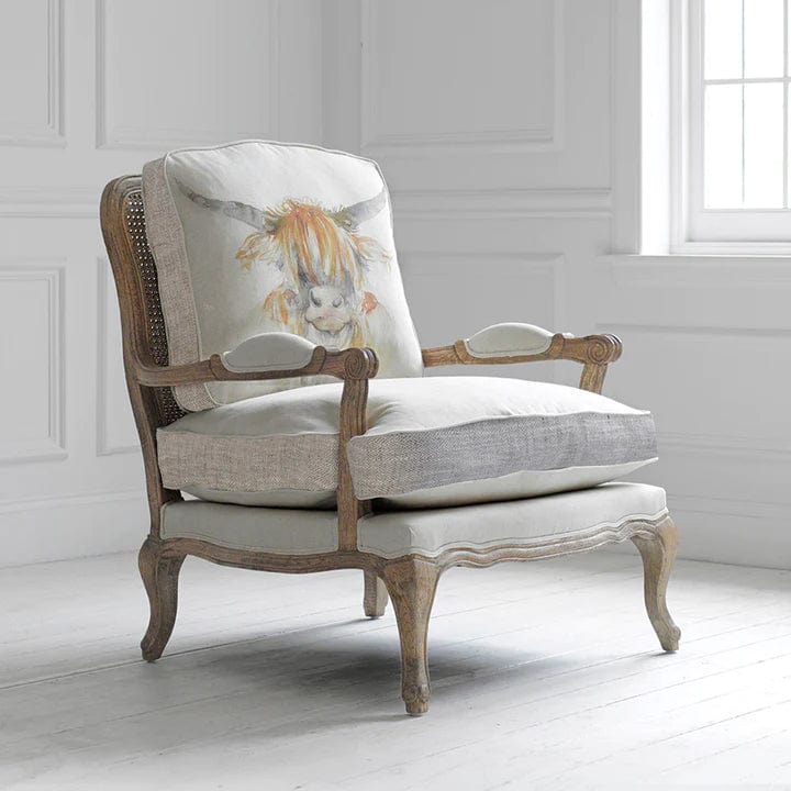 Voyage Maison Interior Design Range Oak colour frame / Highland Coo FLORENCE (Louis style) CHAIR various fabric designs to choose from