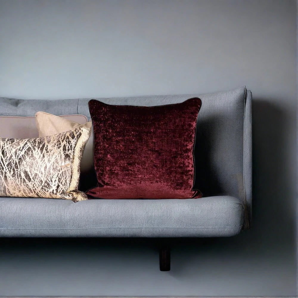 Voyage Maison Interior Design Range Rimini Chenille Fig Velvet Cushion - 55x55cm