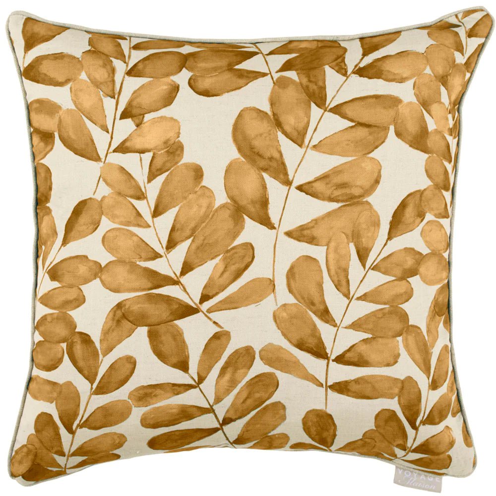 Voyage Maison Interior Design Range Rowan Printed Cushion Gold 50x50cm