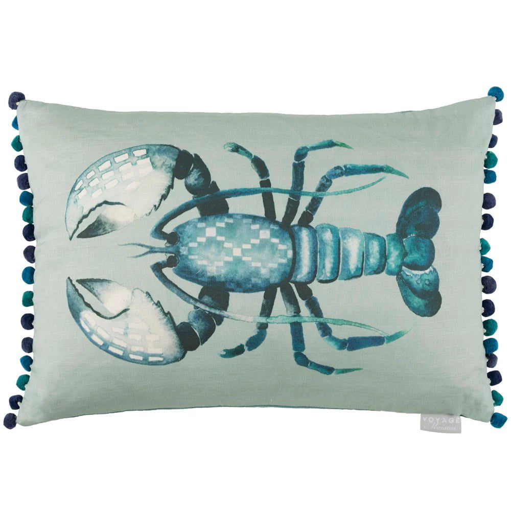 Voyage Maison Interior Design Range Seafoam GERROA PRINTED FEATHER CUSHION in COBALT or SEAFOAM