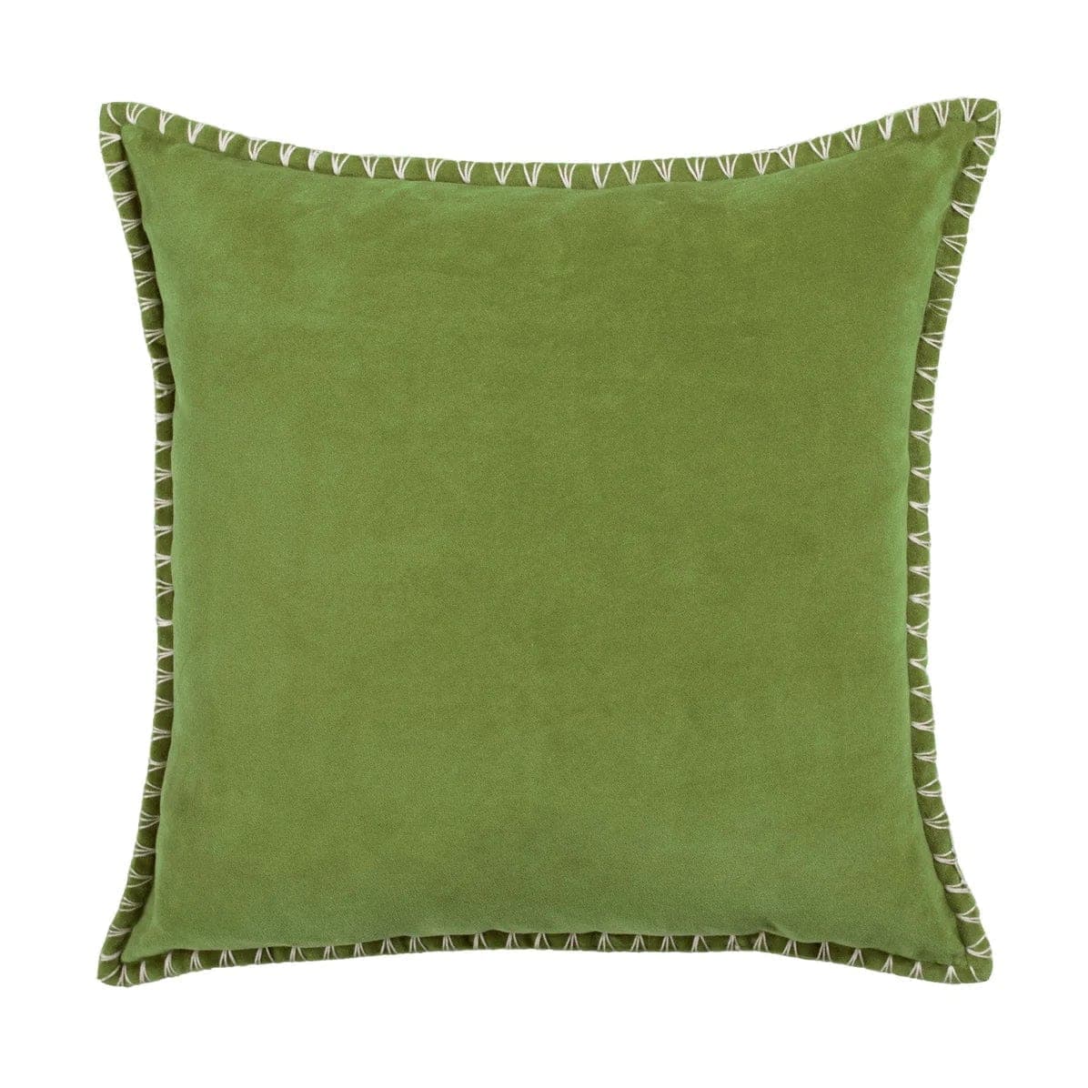 Voyage Maison Interior Design Range STITCH EMBROIDERED FEATHER VELVET CUSHION GRASS - 50x50cm