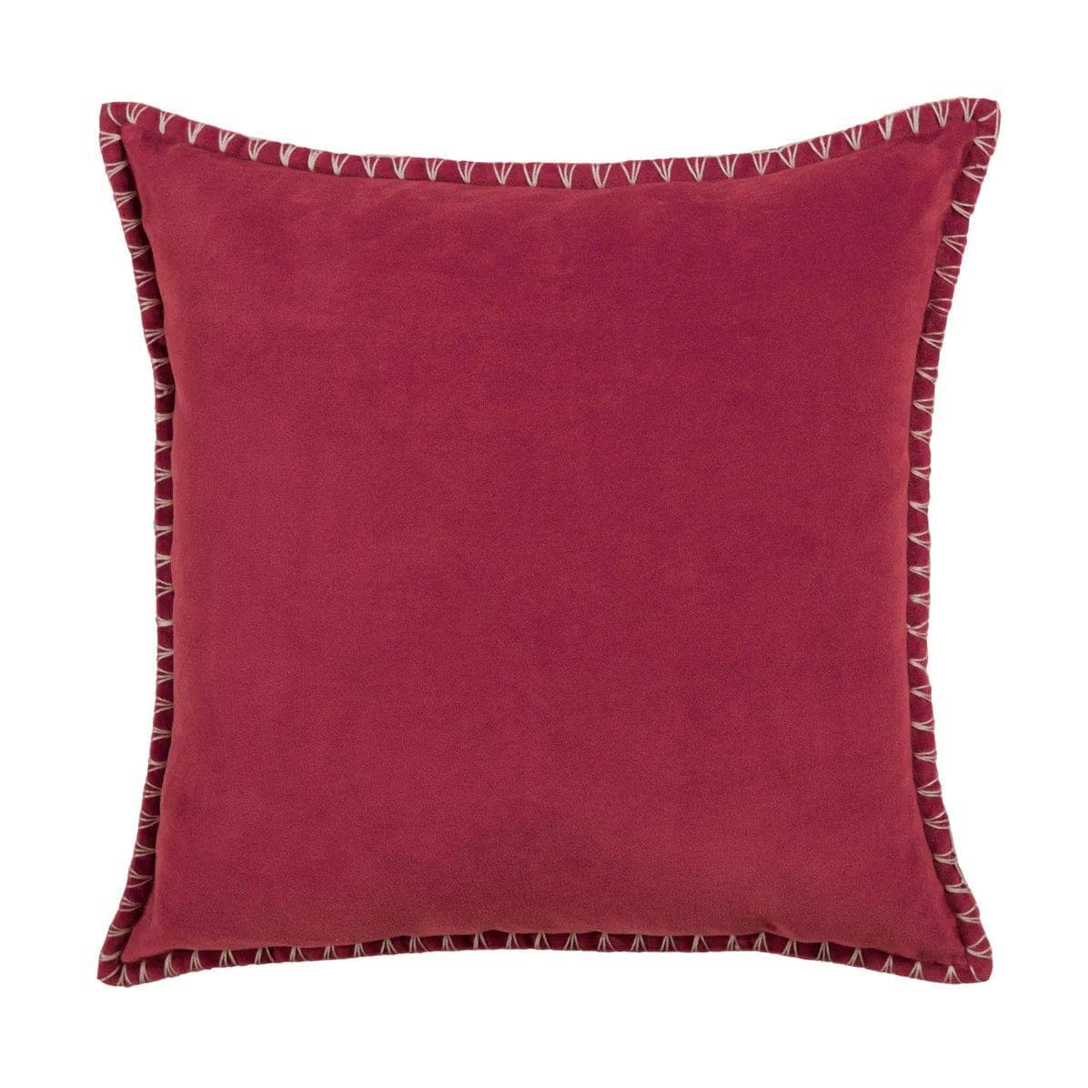 Voyage Maison Interior Design Range STITCH EMBROIDERED FEATHER VELVET CUSHION POMEGRANATE - 50x50cm