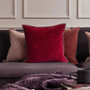 Voyage Maison Interior Design Range STITCH EMBROIDERED FEATHER VELVET CUSHION POMEGRANATE - 50x50cm