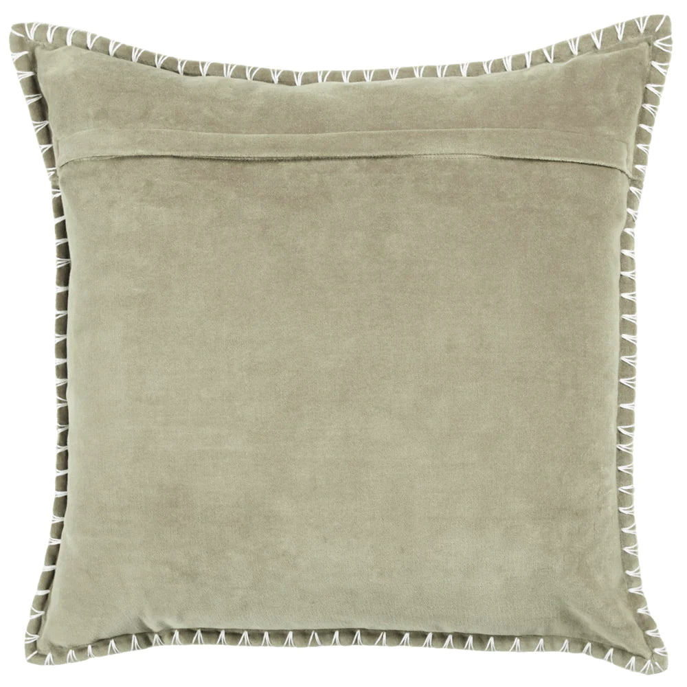 Voyage Maison Interior Design Range STITCH EMBROIDERED FEATHER VELVET CUSHION QUARTZ - 50x50cm